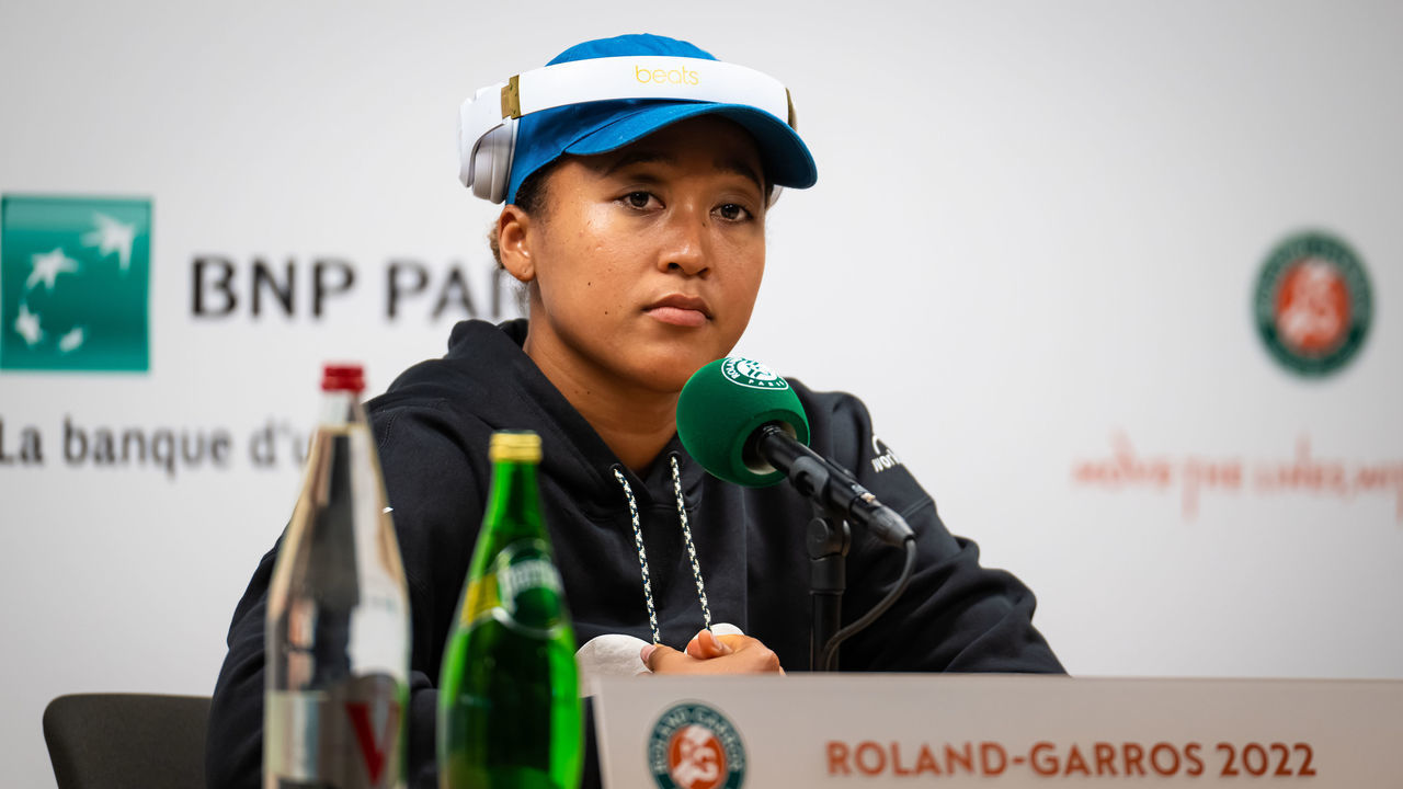 PARIS, FRANCE - MAY 20: Naomi Osaka of Japan talks to the press during Media Day on Qualifying Day 5 of Roland Garros on May 20, 2022 in Paris, France