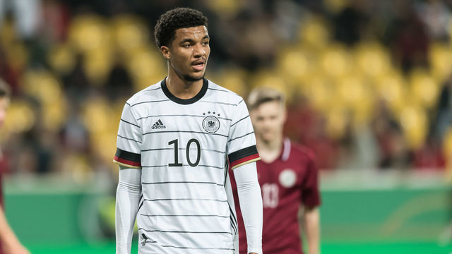 AACHEN, GERMANY - MARCH 25: Malik Tillman of Germany looks on during the UEFA European Under-21 Championship Qualifier Group B match between Germany U21 and Latvia U21 at Tivoli Stadium on March 25, 2022 in Aachen, Germany.