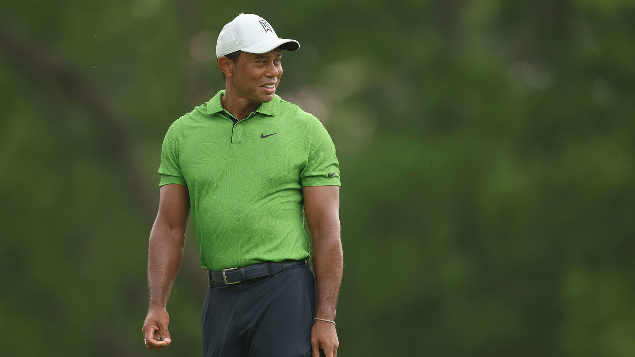 TULSA, OKLAHOMA - MAY 20: Tiger Woods of the United States walks on the 10th hole during the second round of the 2022 PGA Championship at Southern Hills Country Club on May 20, 2022 in Tulsa, Oklahoma.