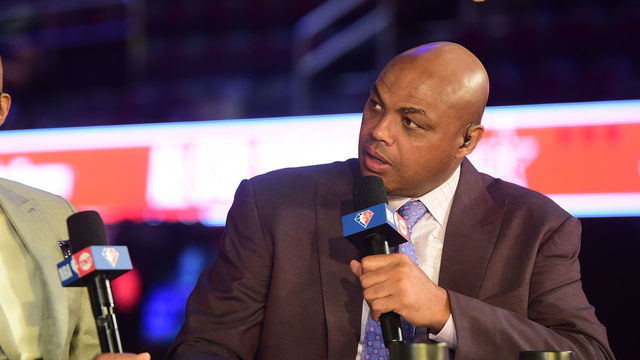 CLEVELAND, OH - FEBRUARY 19: NBA on TNT analysts, Kenny Smith and Charles Barkley report during State Farm All-Star Saturday Night on Saturday, February 19, 2022 at Rocket Mortgage FieldHouse in Cleveland, Ohio. NOTE TO USER: User expressly acknowledges and agrees that, by downloading and/or using this Photograph, user is consenting to the terms and conditions of the Getty Images License Agreement. Mandatory Copyright Notice: Copyright 2022 NBAE