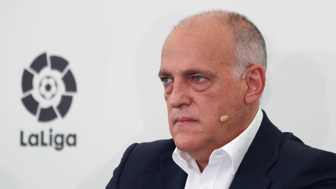 MAJADAHONDA, SPAIN - SEPTEMBER 15: Javier Tebas, President of LaLiga, is seen during an act of presentation of the Burger King Sponsorship to LaLiga celebrated at Burger King Majadahonda on september 15, 2021, in Madrid, Spain.