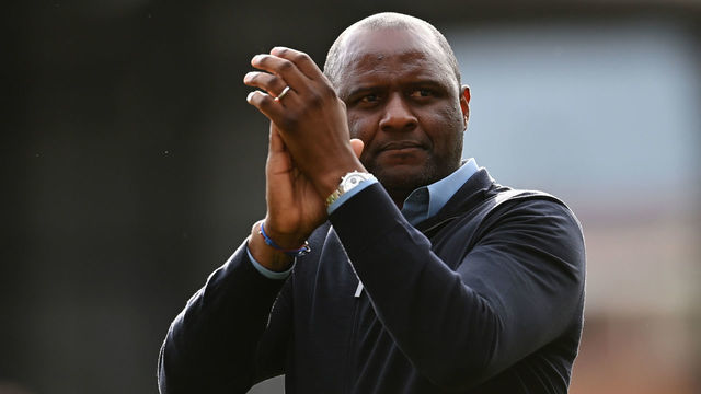 LONDON, ENGLAND - MAY 22: Manager Patrick Vieira of Crystal Palace applauds the fans after the Premier League match between Crystal Palace and Manchester United at Selhurst Park on May 22, 2022 in London, England.