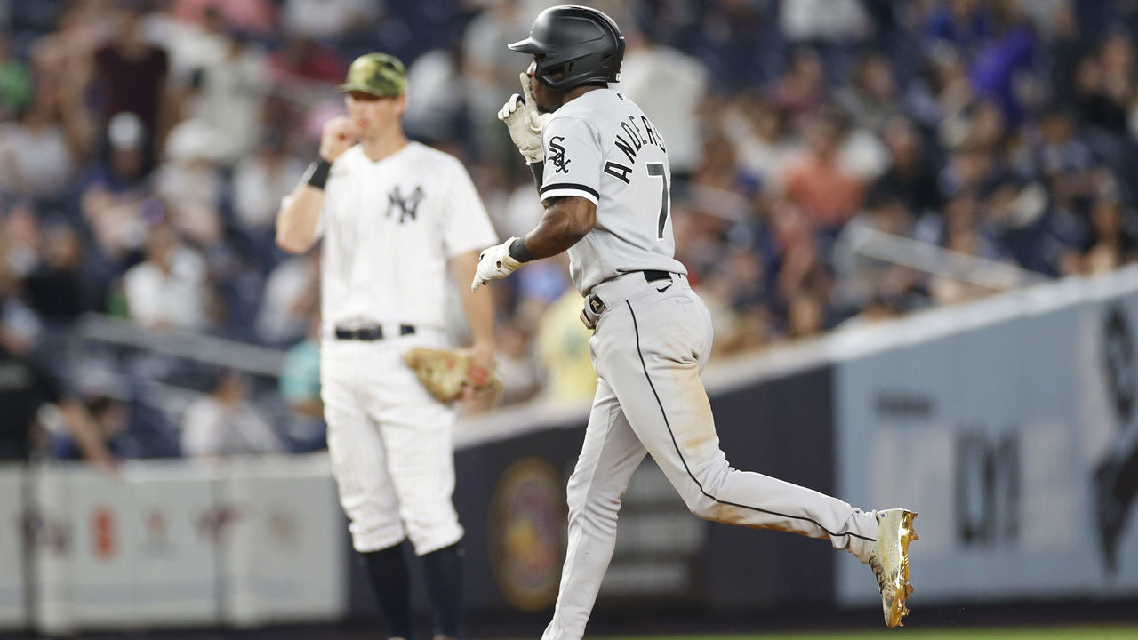 NEW YORK, NEW YORK - MAY 22: Tim Anderson #7 of the Chicago White Sox rounds the bases after hitting a three-run home run during the eighth inning of Game Two of a doubleheader against the New York Yankees at Yankee Stadium on May 22, 2022 in the Bronx borough of New York City.