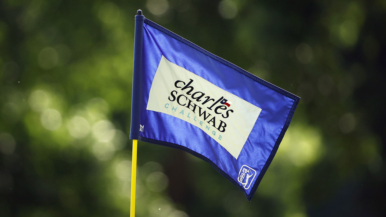 FORT WORTH, TEXAS - MAY 29: A view of a pin flag on the 11th hole green during the third round of the Charles Schwab Challenge at Colonial Country Club on May 29, 2021 in Fort Worth, Texas.