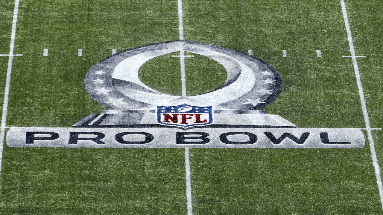 ORLANDO, FL - JANUARY 28: A general view of the Pro Bowl Logo on the field at Camping World Stadium before the start of 2018 Pro Bowl Game between the AFC Team against the NFC Team on January 28, 2018 in Orlando, Florida.