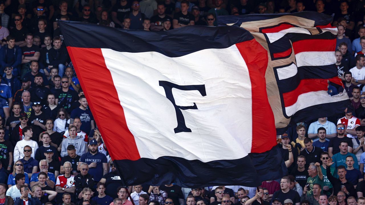 ROTTERDAM - Feyenoord flag during the Dutch Eredivisie match between Feyenoord and PSV at Feyenoord Stadium de Kuip on May 8, 2022 in Rotterdam, Netherlands. ANP MAURICE VAN STEEN
