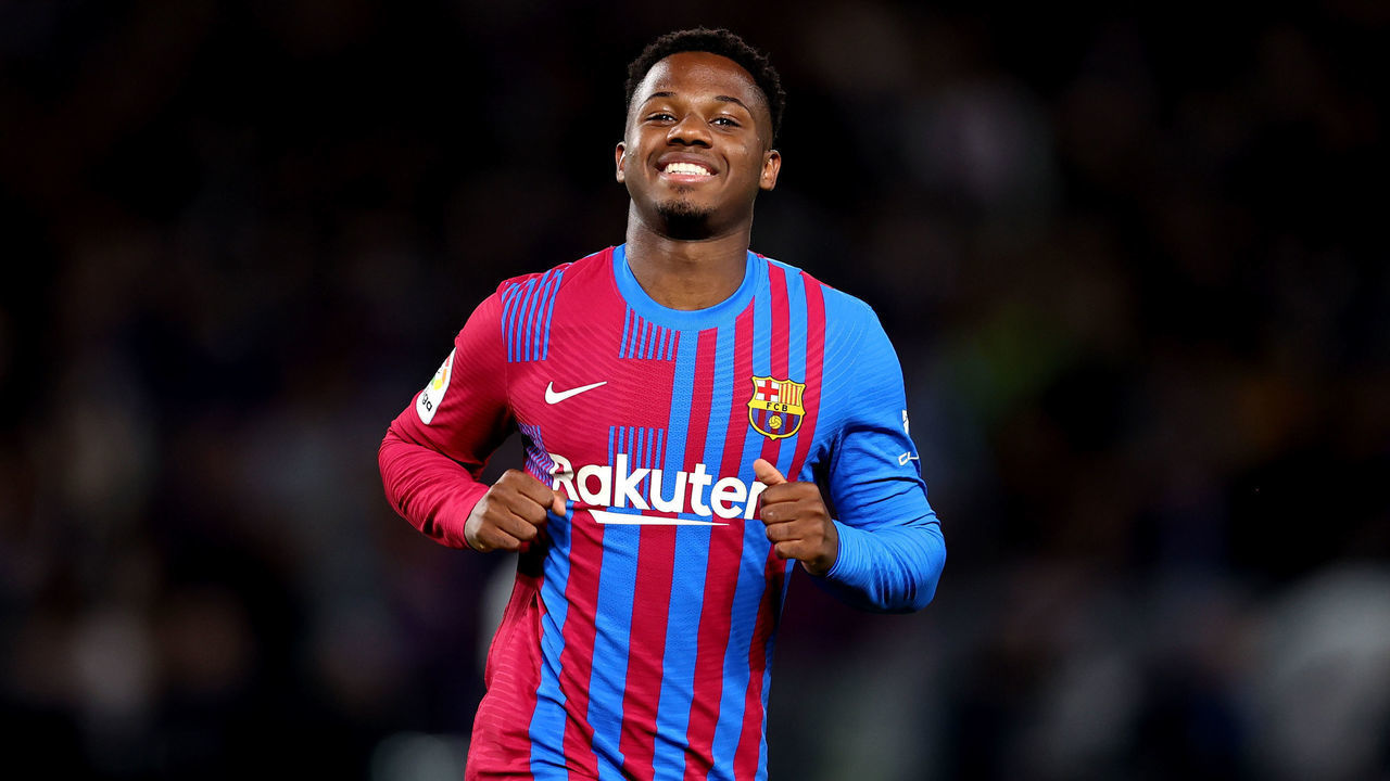 SYDNEY, AUSTRALIA - MAY 25: Ansu Fati of FC Barcelona celebrates scoring a goal during the match between FC Barcelona and the A-League All Stars at Accor Stadium on May 25, 2022 in Sydney, Australia.