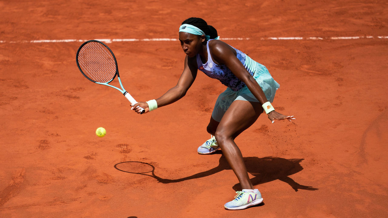 PARIS, FRANCE - MAY 25: Coco Gauff of USA in action against Alison Van Uytvanck (not seen) in the womenâs second round match at the French Open tennis tournament Roland âGarros, Paris, France on May 25, 2022.