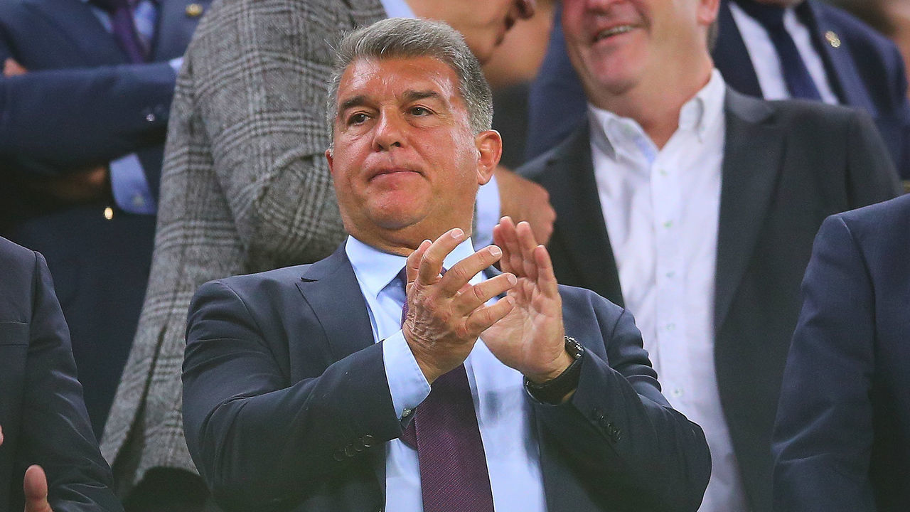 BARCELONA, SPAIN - APRIL 24: Joan Laporta, president of FC Barcelona is seen prior the LaLiga Santander match between FC Barcelona and Rayo Vallecano at Camp Nou on April 24, 2022 in Barcelona, Spain.