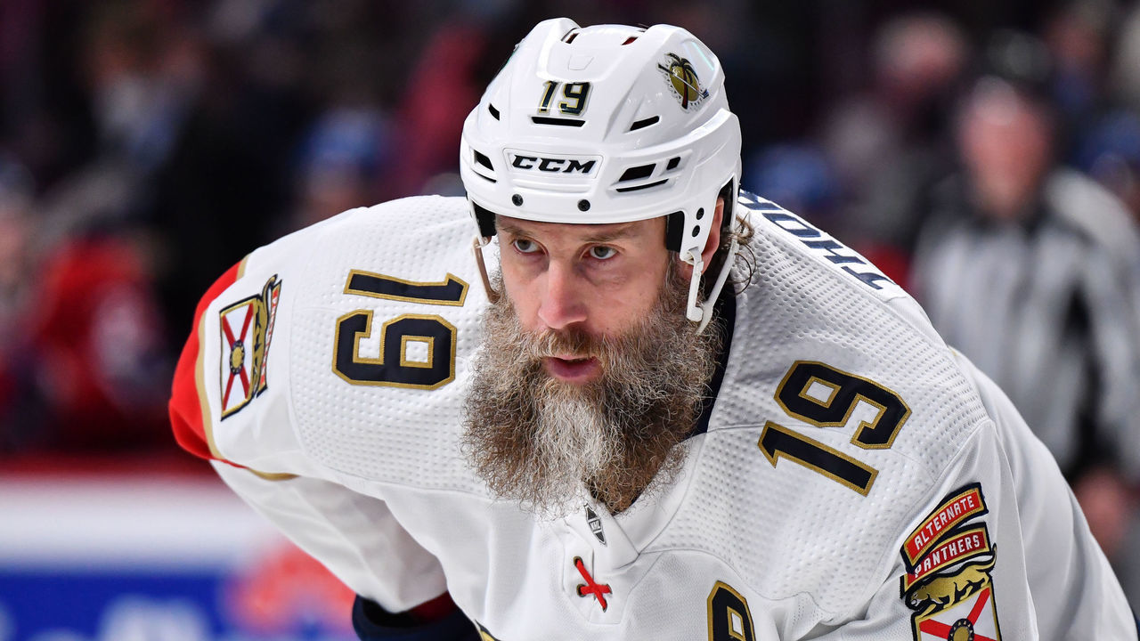 MONTREAL, QC - APRIL 29: Joe Thornton #19 of the Florida Panthers skates against the Montreal Canadiens during the third period at Centre Bell on April 29, 2022 in Montreal, Canada. The Montreal Canadiens defeated the Florida Panthers 10-2.