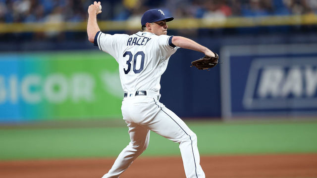 TAMPA, FL - APRIL 08: Brooks Raley #30 of the Tampa Bay Rays pitches during the game between the Baltimore Orioles and the Tampa Bay Rays at Tropicana Field on Friday, April 8, 2022 in Tampa, Florida.