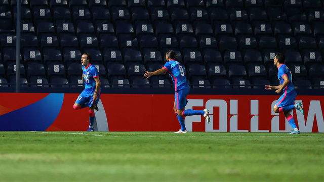 BURIRAM, THAILAND - MAY 01: Raul Baena (L) of Kitchee celebrates scoring his side's second goal during the AFC Champions League Group J match between Kitchee and Vissel Kobe at Buriram Stadium on May 1, 2022 in Buriram, Thailand.