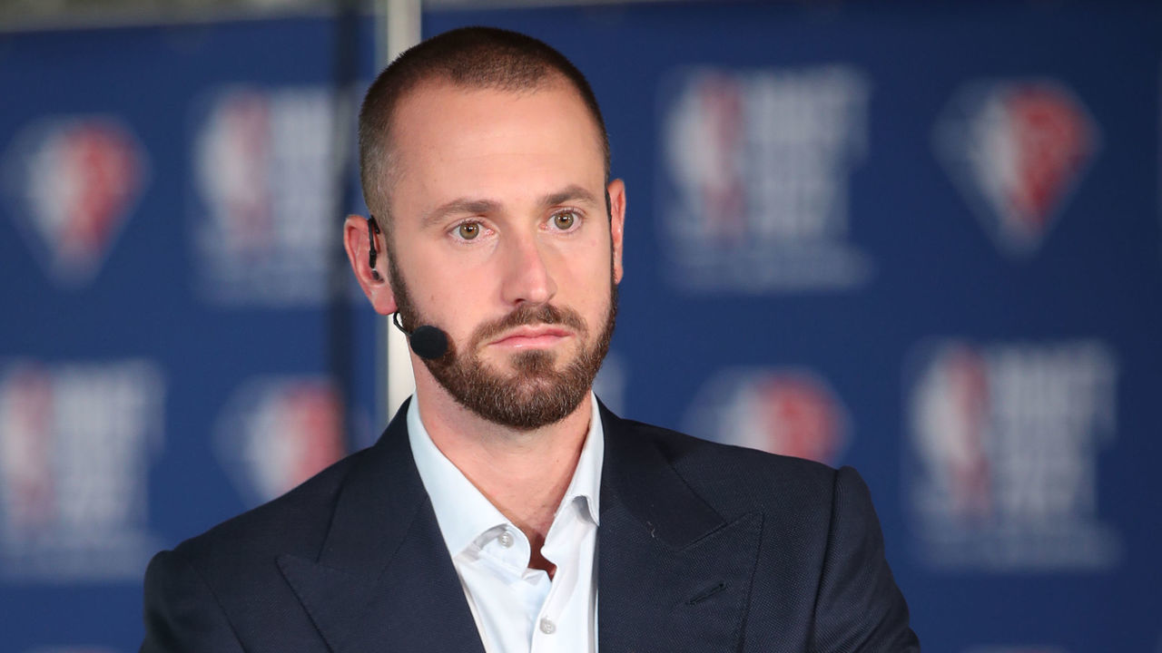 NEW YORK, NY - JULY 29: ESPN NBA Draft Analyst Mike Schmitz reports during the 2021 NBA Draft on July 29, 2021 at the Barclays Center, New York. Mandatory Copyright Notice: Copyright 2021 NBAE