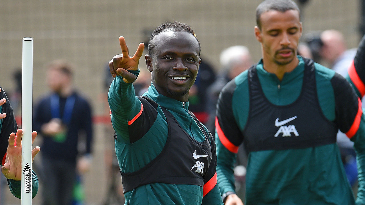 KIRKBY, ENGLAND - MAY 25: (THE SUN OUT. THE SUN ON SUNDAY OUT) Sadio Mane of Liverpool during a training session at AXA Training Centre on May 25, 2022 in Kirkby, England.
