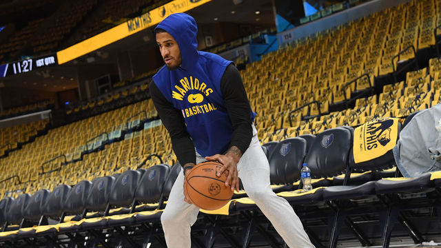 MEMPHIS, TN - MAY 3: Gary Payton II #0 of the Golden State Warriors warms up before the game against the Memphis Grizzlies during Game 2 of the 2022 NBA Playoffs Western Conference Semifinals on May 3, 2022 at FedExForum in Memphis, Tennessee. NOTE TO USER: User expressly acknowledges and agrees that, by downloading and or using this photograph, user is consenting to the terms and conditions of Getty Images License Agreement. Mandatory Copyright Notice: Copyright 2022 NBAE