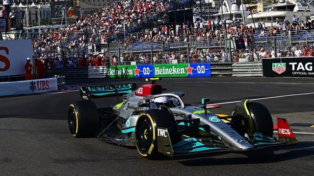 Mercedes' British driver Lewis Hamilton drives during the second practice session at the Monaco street circuit in Monaco, ahead of the Monaco Formula 1 Grand Prix, on May 27, 2022.