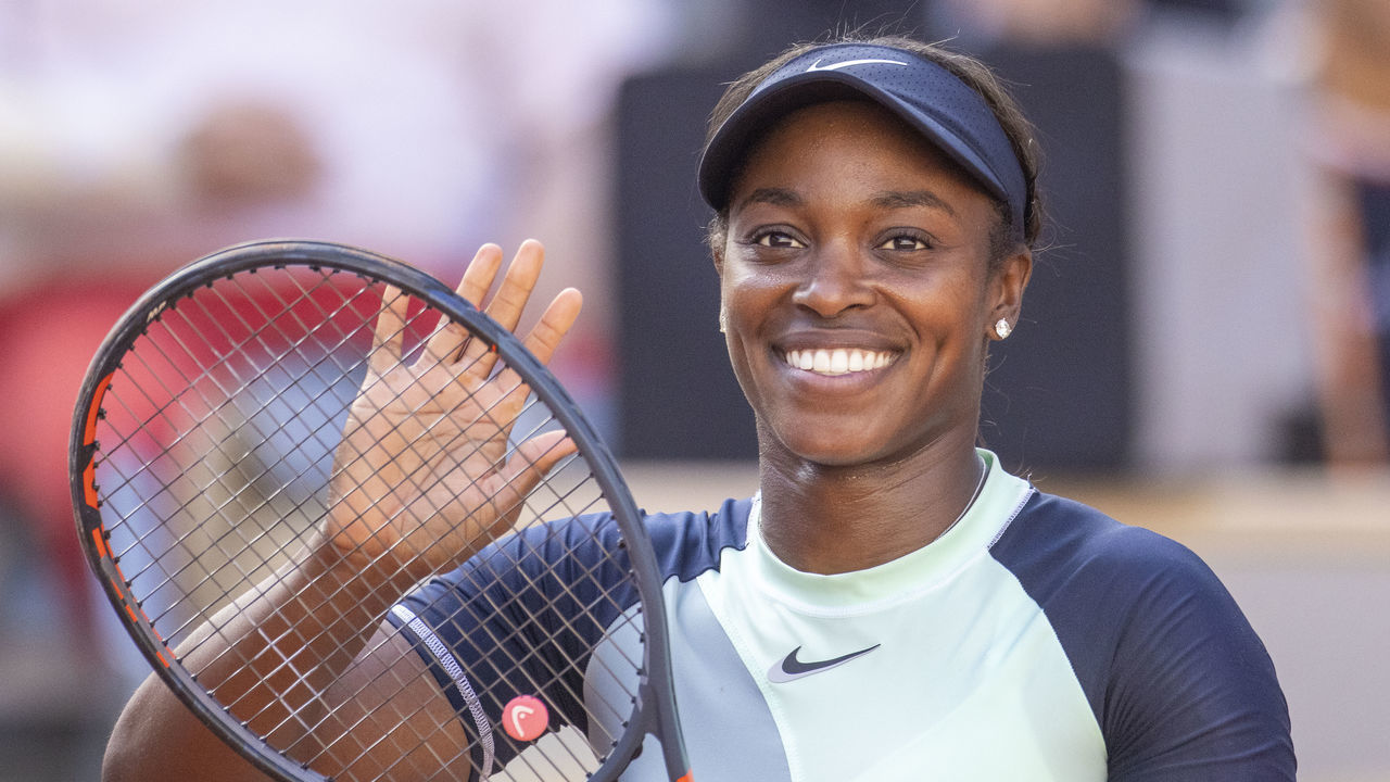 PARIS, FRANCE May 27. Sloane Stephens of the United States celebrate her victory against Diane Parry of France on Court Philippe Chatrier during the singles third round match at the 2022 French Open Tennis Tournament at Roland Garros on May 27th 2022 in Paris, France.