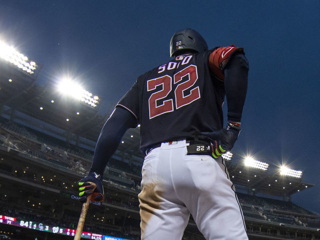 Washington Nationals right fielder Juan Soto (22) bats in the