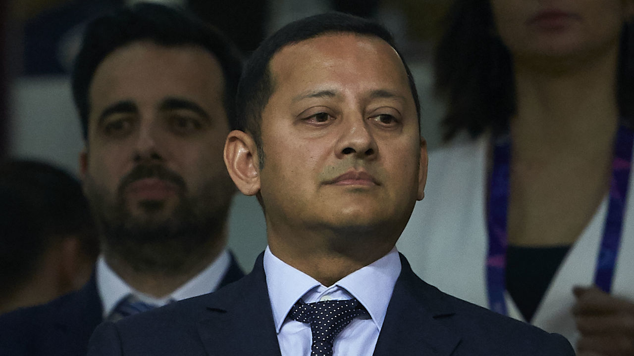 VALENCIA, SPAIN - NOVEMBER 27: Anil Murthy, president of Valencia CF looks on prior to the UEFA Champions League group H match between Valencia CF and Chelsea FC at Estadio Mestalla on November 27, 2019 in Valencia, Spain.