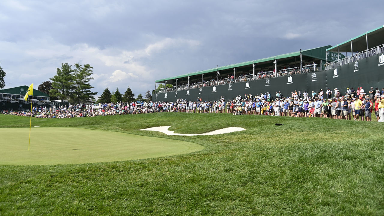 DUBLIN, OHIO - JUNE 06: A view of the 14th green during the final round of the Memorial Tournament presented by Nationwide at Muirfield Village Golf Club on June 6, 2021 in Dublin, Ohio.