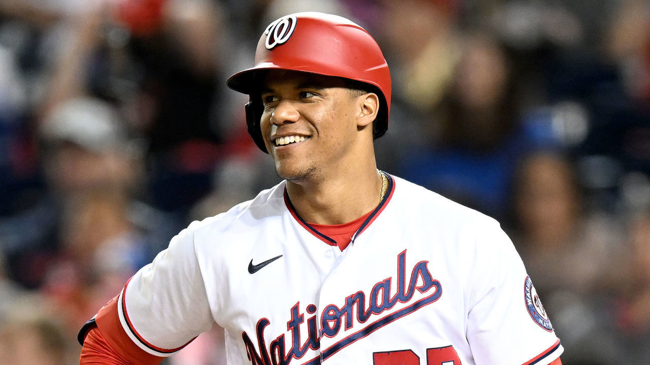 WASHINGTON, DC - MAY 11: Juan Soto #22 of the Washington Nationals bats against the New York Mets at Nationals Park on May 11, 2022 in Washington, DC.