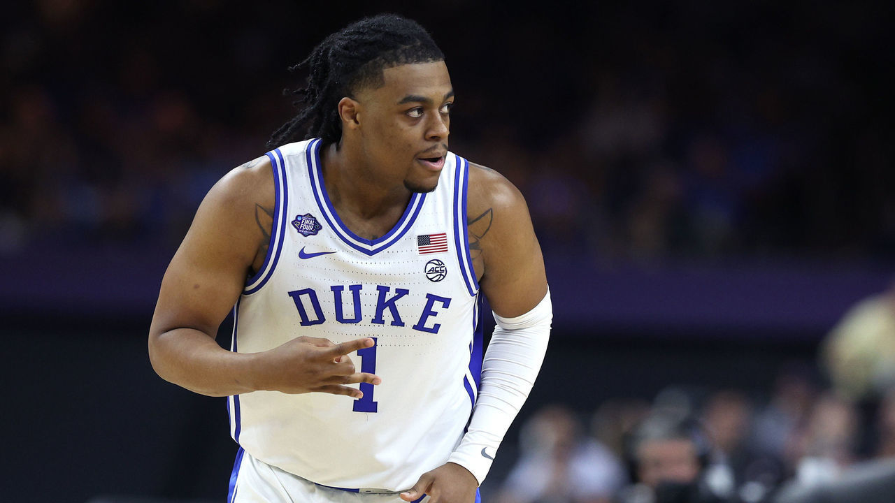 NEW ORLEANS, LOUISIANA - APRIL 02: Trevor Keels #1 of the Duke Blue Devils reacts in the second half of the game against the North Carolina Tar Heels during the 2022 NCAA Men's Basketball Tournament Final Four semifinal at Caesars Superdome on April 02, 2022 in New Orleans, Louisiana.