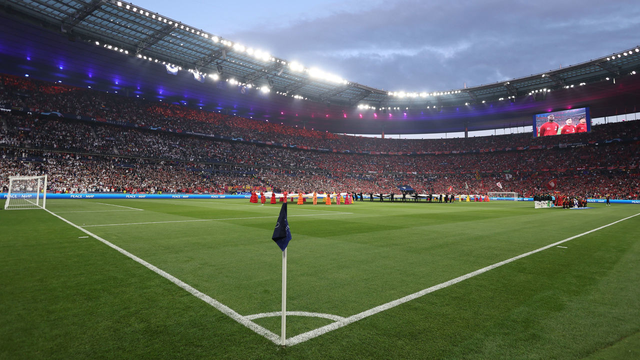 PARIS, FRANCE - MAY 28: A general view inside the stadium before the UEFA Champions League final match between Liverpool FC and Real Madrid at Stade de France on May 28, 2022 in Paris, France.