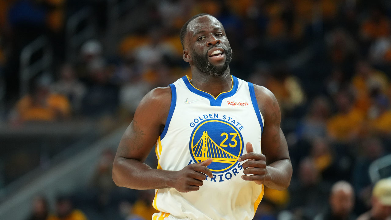 SAN FRANCISCO, CA - JUNE 2: Draymond Green #23 of the Golden State Warriors looks on during Game One of the 2022 NBA Finals on June 2, 2022 at Chase Center in San Francisco, California. NOTE TO USER: User expressly acknowledges and agrees that, by downloading and or using this photograph, user is consenting to the terms and conditions of Getty Images License Agreement. Mandatory Copyright Notice: Copyright 2022 NBAE