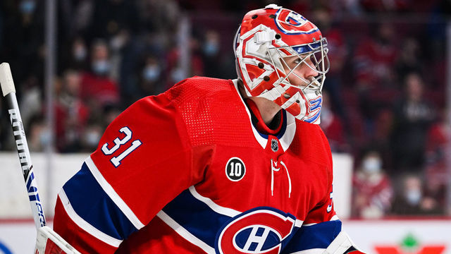 MONTREAL, QC - APRIL 29: Look on Montreal Canadiens goalie Carey Price (31) at warm-up before the Florida Panthers versus the Montreal Canadiens game on April 29, 2022 at Bell Centre in Montreal, QC