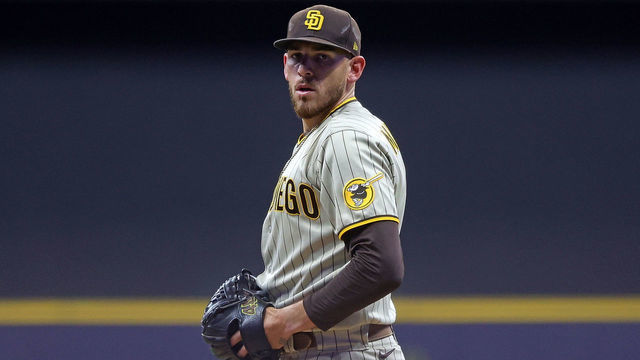MILWAUKEE, WISCONSIN - JUNE 03: Joe Musgrove #44 of the San Diego Padres prepares to throw a pitch during the seventh inning against the Milwaukee Brewers at American Family Field on June 03, 2022 in Milwaukee, Wisconsin.