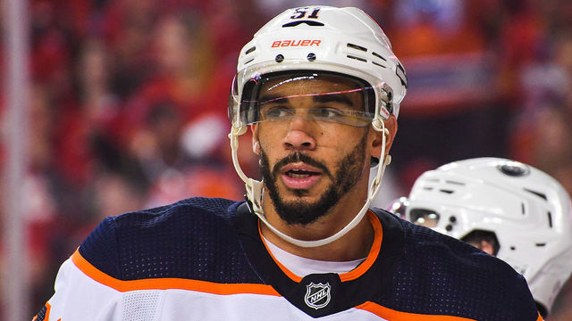 CALGARY, AB - MAY 26: Evander Kane #91 of the Edmonton Oilers in action against the Calgary Flames during Game Five of the Second Round of the 2022 Stanley Cup Playoffs at Scotiabank Saddledome on May 26, 2022 in Calgary, Alberta, Canada. The Oilers defeated the Flames 5-4 in overtime to win the series four games to one.