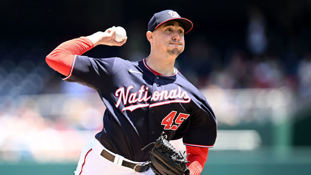 WASHINGTON, DC - MAY 28: Aaron Sanchez #45 of the Washington Nationals pitches against the Colorado Rockies during game one of a doubleheader at Nationals Park on May 28, 2022 in Washington, DC.