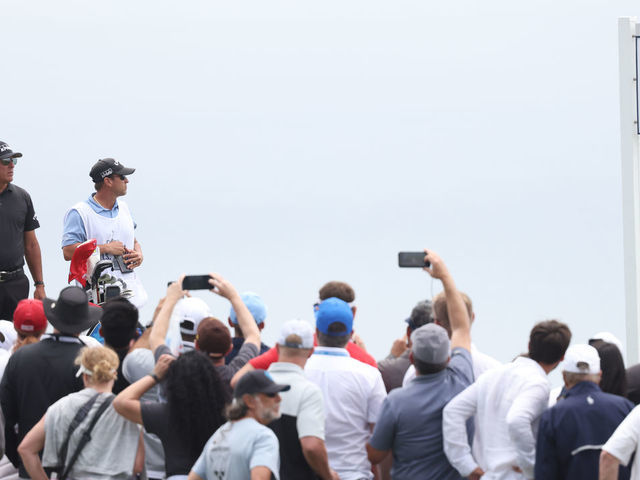 SAN DIEGO, CALIFORNIA - JUNE 18: Phil Mickelson of the United States and caddie Tim Mickelson wait on the fourth tee during the second round of the 2021 U.S. Open at Torrey Pines Golf Course (South Course) on June 18, 2021 in San Diego, California.