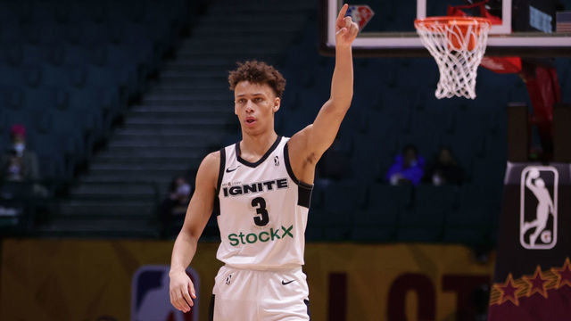 CLEVELAND, OH - FEBRUARY 20: Dyson Daniels #3 of the G League Ignite looks on during the NBA G League Next Gem Game against G League Ignite as part of 2022 NBA All Star Weekend on February 20, 2022 at Wolstein Center in Cleveland, Ohio. NOTE TO USER: User expressly acknowledges and agrees that, by downloading and/or using this Photograph, user is consenting to the terms and conditions of the Getty Images License Agreement. Mandatory Copyright Notice: Copyright 2022 NBAE