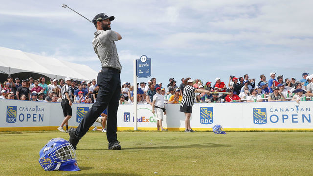 HAMILTON, ONTARIO - JUNE 09: Adam Hadwin of Canada plays his shot from the 13th tee during The Open Qualifying Series, part of the RBC Canadian Open at the Hamilton Golf & Country Club on June 9, 2019 in Hamilton, Canada.