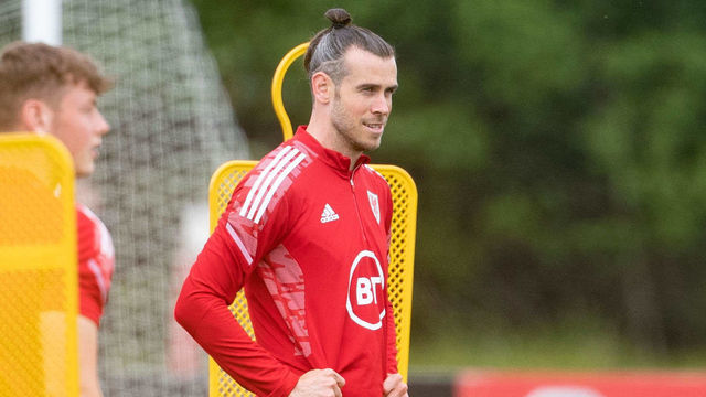 HENSOL, WALES - JUNE 07: Gareth Bale of Wales looks on during the Wales Training Session at The Vale Resort on June 07, 2022 in Hensol, Wales.