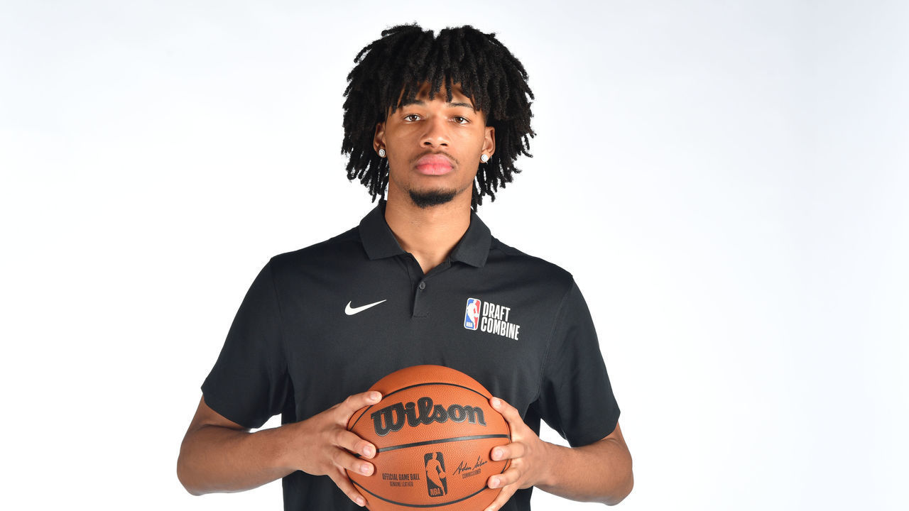 CHICAGO,IL - MAY 17: NBA Prospect, Shaedon Sharpe poses for a portrait during the 2022 NBA Draft Combine Circuit on May 17, 2022 in Chicago, Illinois. Mandatory Copyright Notice: Copyright 2022 NBAE
