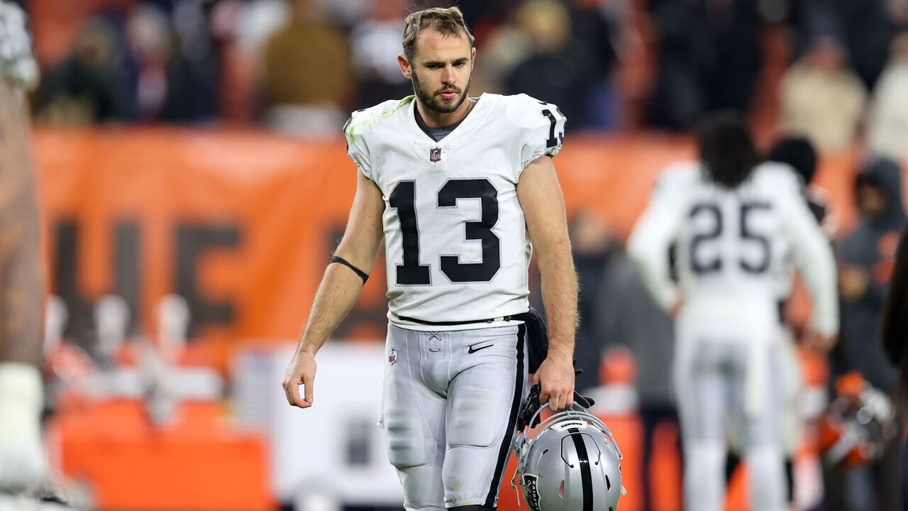 CLEVELAND, OH - DECEMBER 20: Las Vegas Raiders wide receiver Hunter Renfrow (13) leaves the field following the National Football League game between the Las Vegas Raiders and Cleveland Browns on December 20, 2021, at FirstEnergy Stadium in Cleveland, OH.