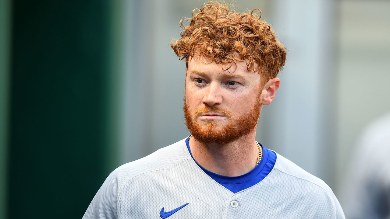 PITTSBURGH, PA - APRIL 12: Clint Frazier #77 of the Chicago Cubs looks on during the game between the Chicago Cubs and the Pittsburgh Pirates at PNC Park on Tuesday, April 12, 2022 in Pittsburgh, Pennsylvania.