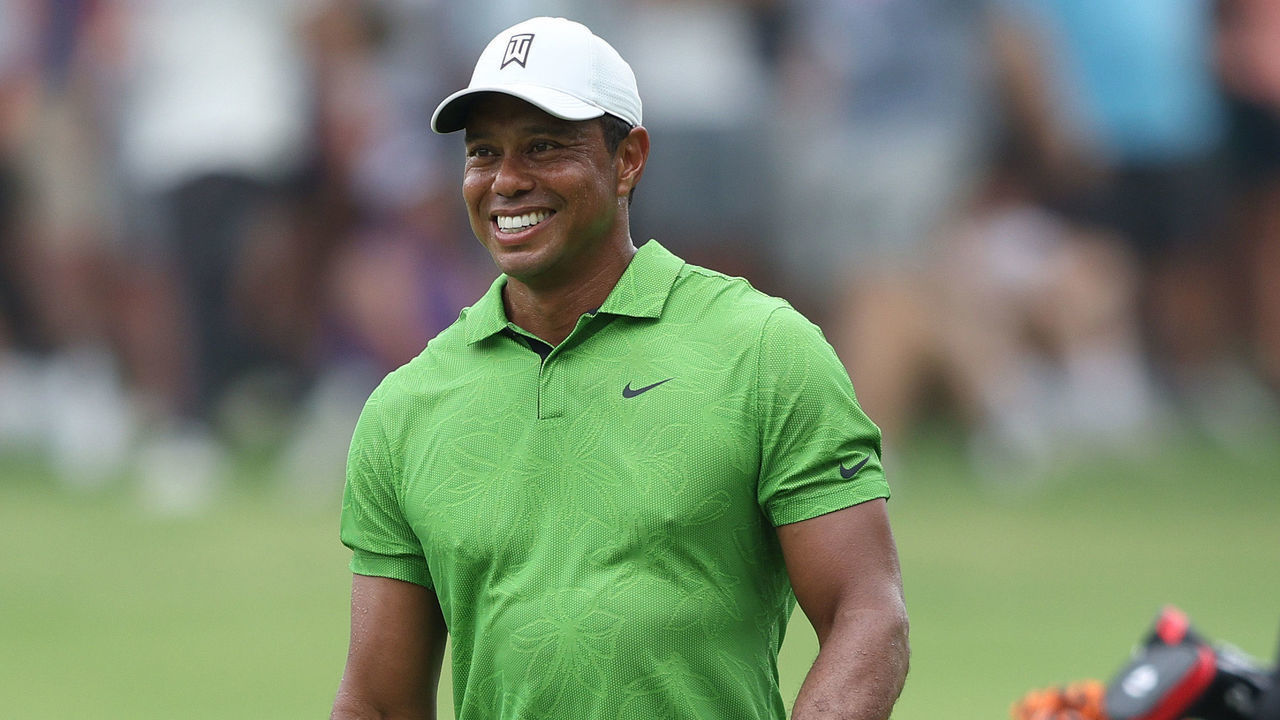 TULSA, OKLAHOMA - MAY 20: Tiger Woods of the USA in action during the second round of the 2022 PGA Championship at Southern Hills Country Club on May 20, 2022 in Tulsa, Oklahoma.