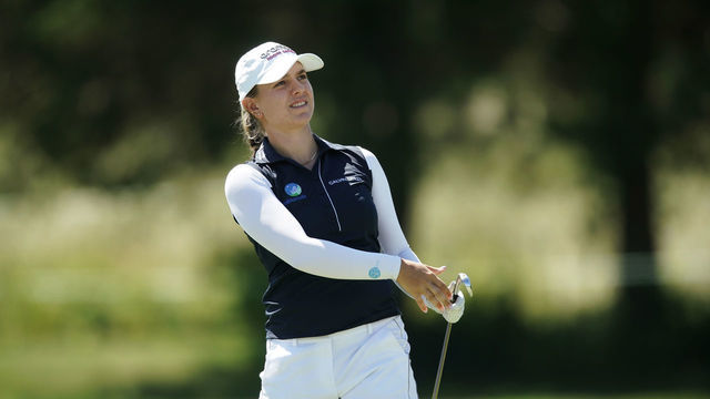 GALLOWAY, NEW JERSEY - JUNE 10: Stephanie Kyriacou of Australia looks after hitting her approach shot in to the 13th green during the first round of the ShopRite LPGA Classic at Seaview Bay Course on June 10, 2022 in Galloway, New Jersey.