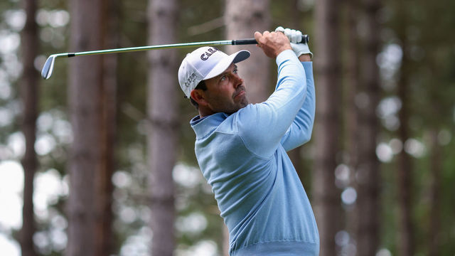 ST ALBANS, ENGLAND - JUNE 11: Charl Schwartzel of Stinger GC tees off on the second hole during day three of LIV Golf Invitational - London at The Centurion Club on June 11, 2022 in St Albans, England.
