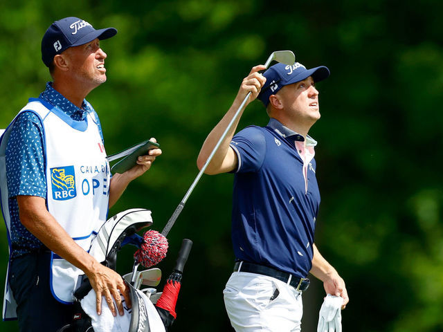 ETOBICOKE, ONTARIO - JUNE 11: Justin Thomas of the United States selects a club from his bag on the 18th hole during the third round of the RBC Canadian Open at St. George's Golf and Country Club on June 11, 2022 in Etobicoke, Ontario.