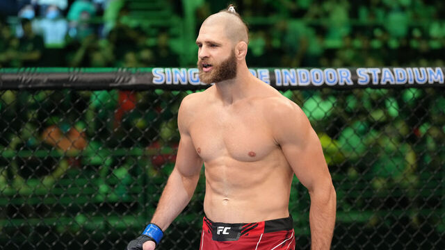 SINGAPORE, SINGAPORE - JUNE 12: Jiri Prochazka of Czech Republic prepares to fight Glover Teixeira of Brazil in the UFC light heavyweight championship fight during the UFC 275 event at Singapore Indoor Stadium on June 12, 2022 in Singapore.