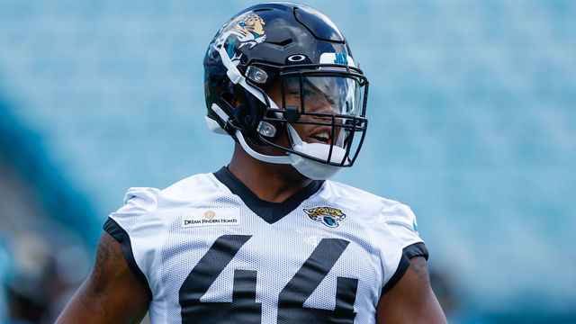 JACKSONVILLE, FL - MAY 31: Jacksonville Jaguars Linebacker Travon Walker (44) during Jacksonville Jaguars OTA Offseason Workouts on May 31, 2022 at TIAA Bank Field in Jacksonville, Fl.