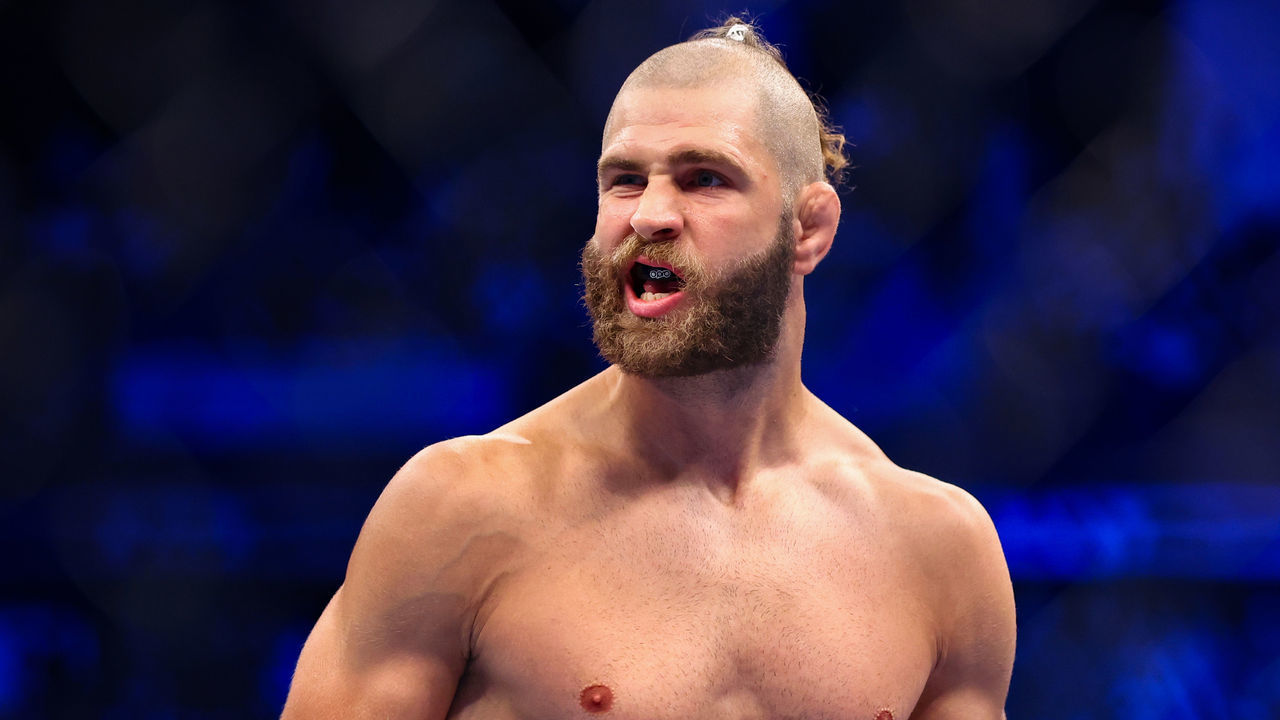 SINGAPORE, SINGAPORE - JUNE 12: Jiri Prochazka of Czech Republic prepares to fight Glover Teixeira of Brazil in the UFC light heavyweight championship fight at Singapore Indoor Stadium on June 12, 2022 in Singapore.