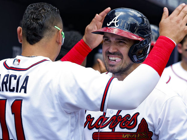 Adam Duvall of the Boston Red Sox reacts on second base after his News  Photo - Getty Images