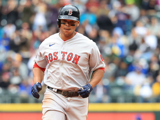 SEATTLE, WASHINGTON - JUNE 12: Rafael Devers #11 of the Boston Red Sox runs the bases after hitting a two-run home run against the Seattle Mariners to take a 2-0 lead during the eighth inning at T-Mobile Park on June 12, 2022 in Seattle, Washington.