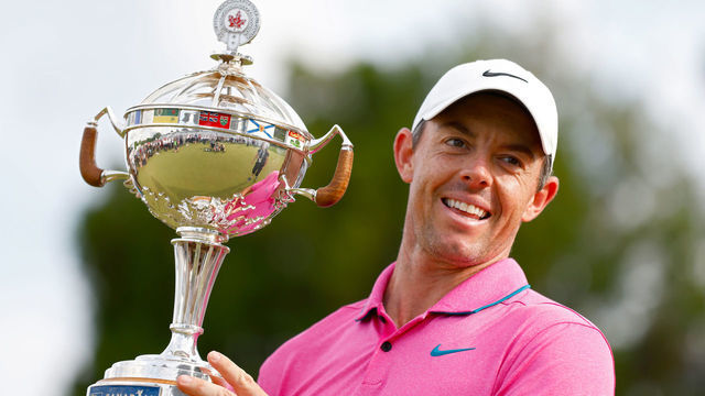 ETOBICOKE, ONTARIO - JUNE 12: Rory McIlroy of Northern Ireland celebrates with the trophy after winning the RBC Canadian Open at St. George's Golf and Country Club on June 12, 2022 in Etobicoke, Ontario.