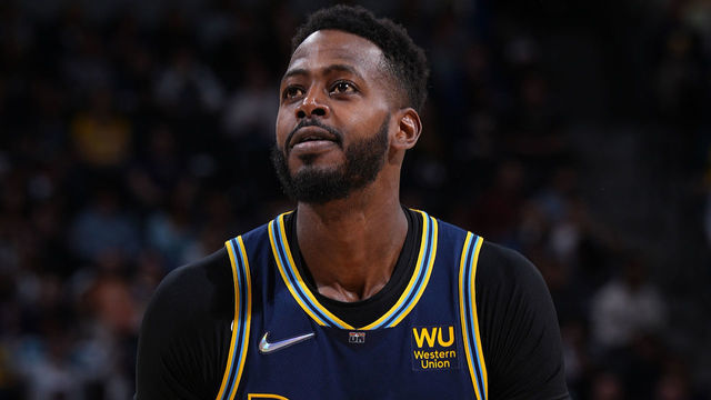 DENVER, CO - APRIL 24: JaMychal Green #0 of the Denver Nuggets shoots a free throw against the Golden State Warriors during Round 1 Game 4 of the 2022 NBA Playoffs on April 24, 2022 at the Ball Arena in Denver, Colorado. NOTE TO USER: User expressly acknowledges and agrees that, by downloading and/or using this Photograph, user is consenting to the terms and conditions of the Getty Images License Agreement. Mandatory Copyright Notice: Copyright 2022 NBAE